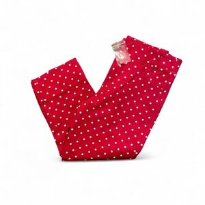 Free People Bette Polka Dot printed red white super slim capri pants size 8 New